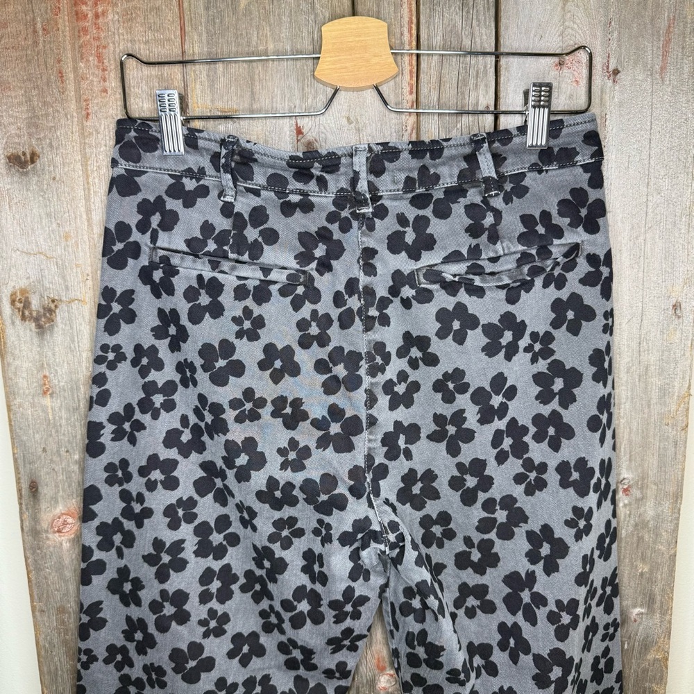 Kitri Faith Floral Print Trouser Jeans in Grey/ Black Wide Leg Cuffed size 10 - Picture 6 of 11